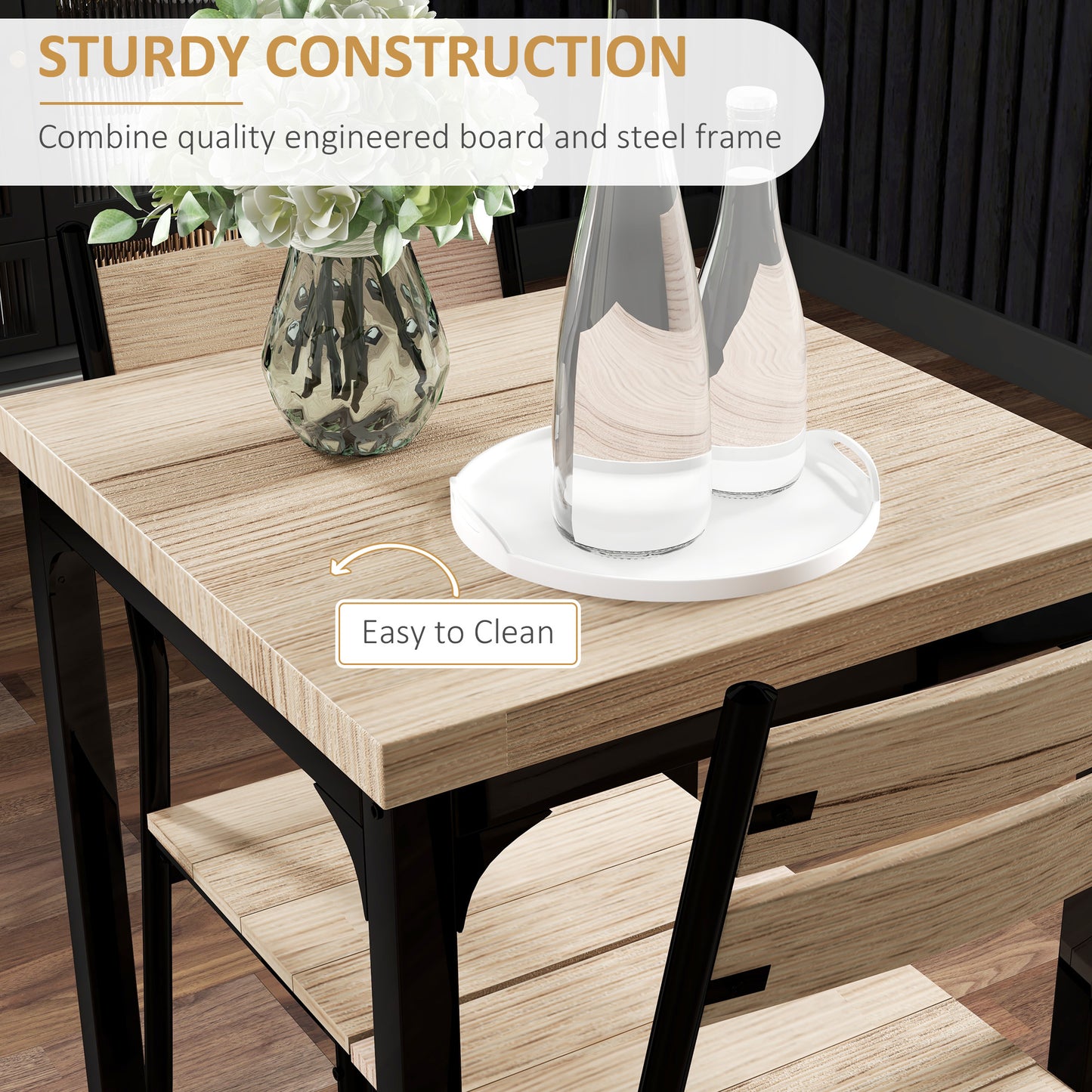 Lalara Wooden Light Wood Grain 3 Piece Compact Dining Set