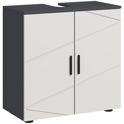 Vipa Luve Light Grey Under Sink Vanity Cabinet With Double Doors Adjustable Shelving And U Cut Out