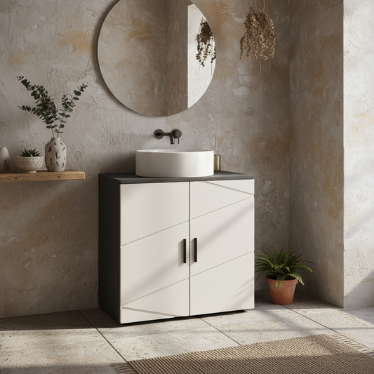 Kipae Light Grey Under Sink Vanity Cabinet With Double Doors Adjustable Shelving And U Cut Out