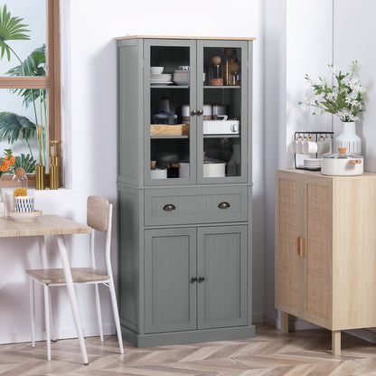 Todi Hael Wooden Grey 180 cm Tall Kitchen Pantry Cabinet Adjustable Shelves And Drawer Storage