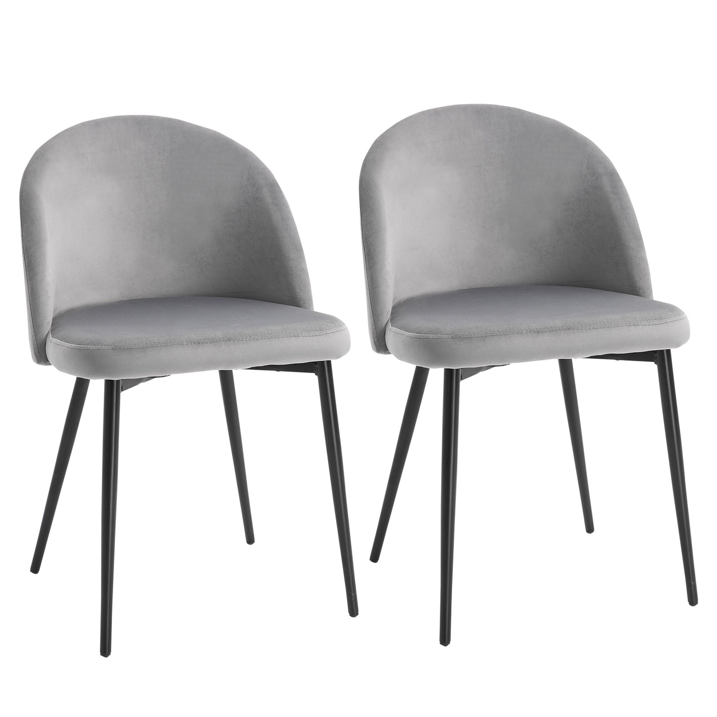Ladori Fabric Grey Contemporary Dining Chairs Set Of 2 With Soft Upholstered Seats