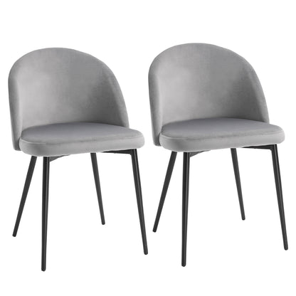 Ladori Fabric Grey Contemporary Dining Chairs Set Of 2 With Soft Upholstered Seats