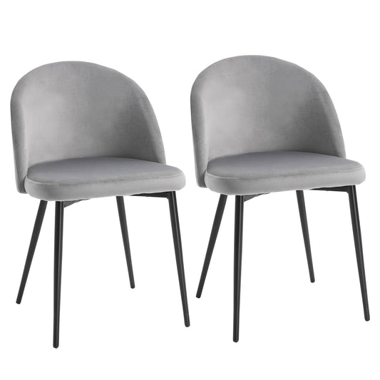 Lado Fane Fabric Grey Contemporary Dining Chairs Set Of 2 With Soft Upholstered Seats