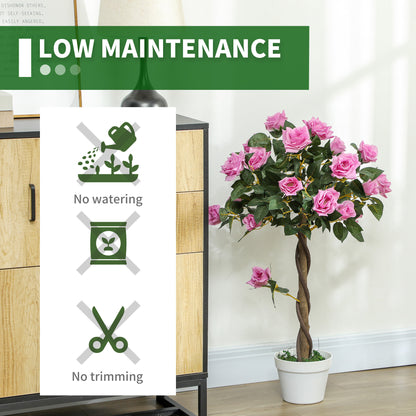 Leropa Set Of 2 Artificial White Rose Floral Plants In Pots H8 90cm