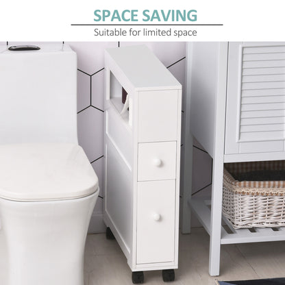 Mine Balu Narrow Rolling Bathroom Storage Unit With 2 Drawers And Wheels