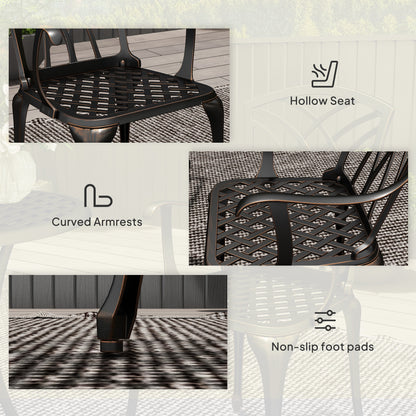 Haloco Cast Aluminium Bronze Tone 3 Piece Garden Bistro Set With Armchairs And Round Table