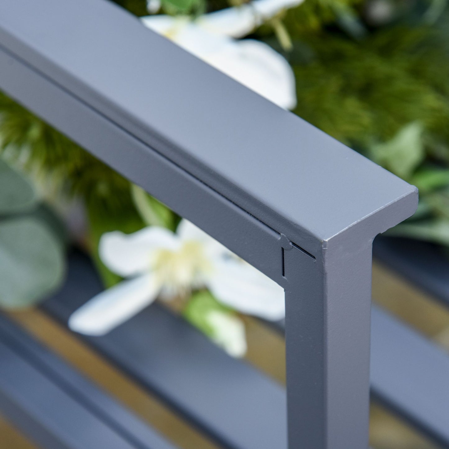 Yoraha Steel Grey Outdoor Garden Bench Loveseat With Slatted Seat Design
