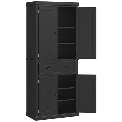 Nafino Wooden Black Freestanding Multi Storage Kitchen Cabinet