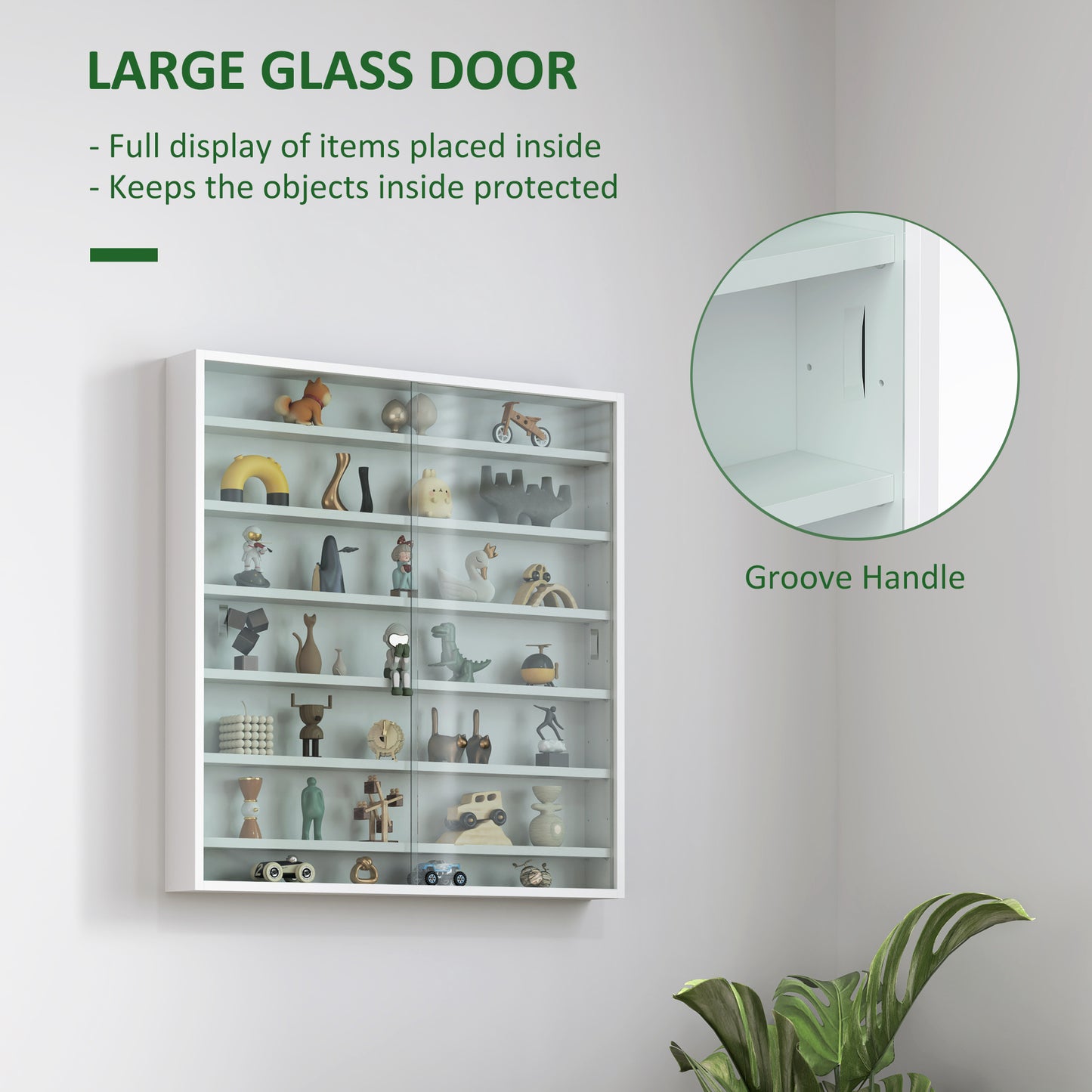 Bazizi Kedi Wood And Glass White 6 Tier Display Cabinet With Glass Doors