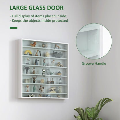 Bazizi Kedi Wood And Glass White 6 Tier Display Cabinet With Glass Doors