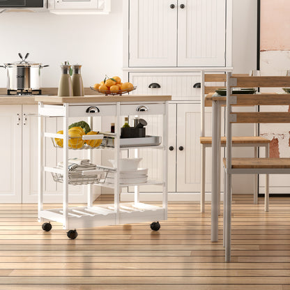 Lelifa Wooden White Rolling Kitchen Island With Drawers Shelves Baskets And Wine Rack