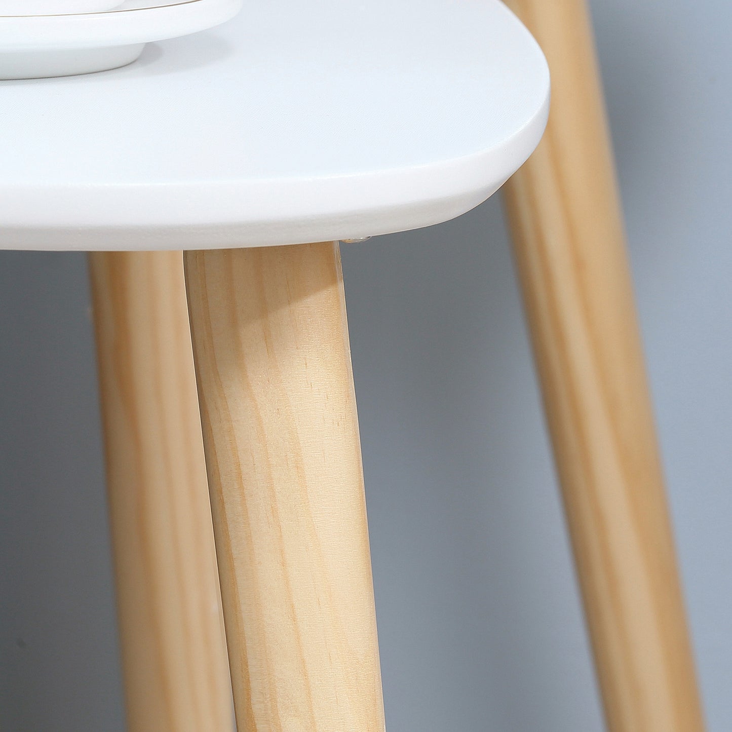 Nolura Wood White Set Of 2 Nesting Side Tables With Solid Wood Legs