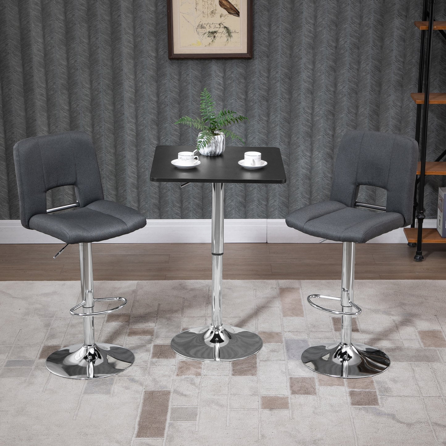 Eltani Metal And Wooden Black And Silver H8 Adjustable Swivel Bar Table