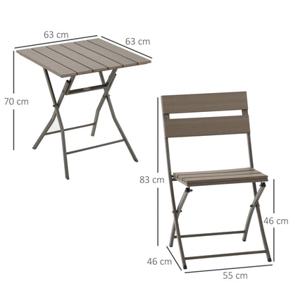 Noyofi 3 Piece Foldable Garden Bistro Set With Table And Chairs In Grey