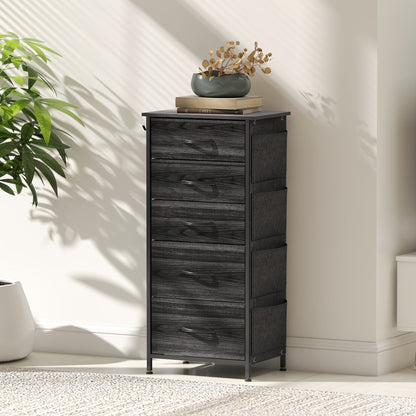 Koratti Fabric And Metal Black 5 Drawer Storage Chest