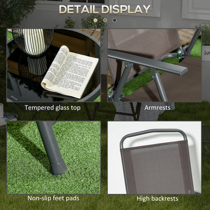 Lepa Tara Glass And Metal Brown 3 Piece Garden Seating Set With Table And Chairs