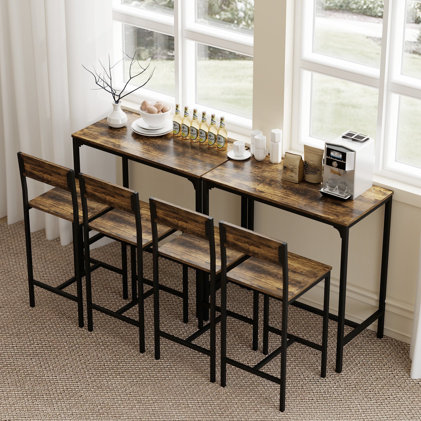 Torakeno 3 Piece Industrial Bar Table And 2 Stool Set For Compact Spaces