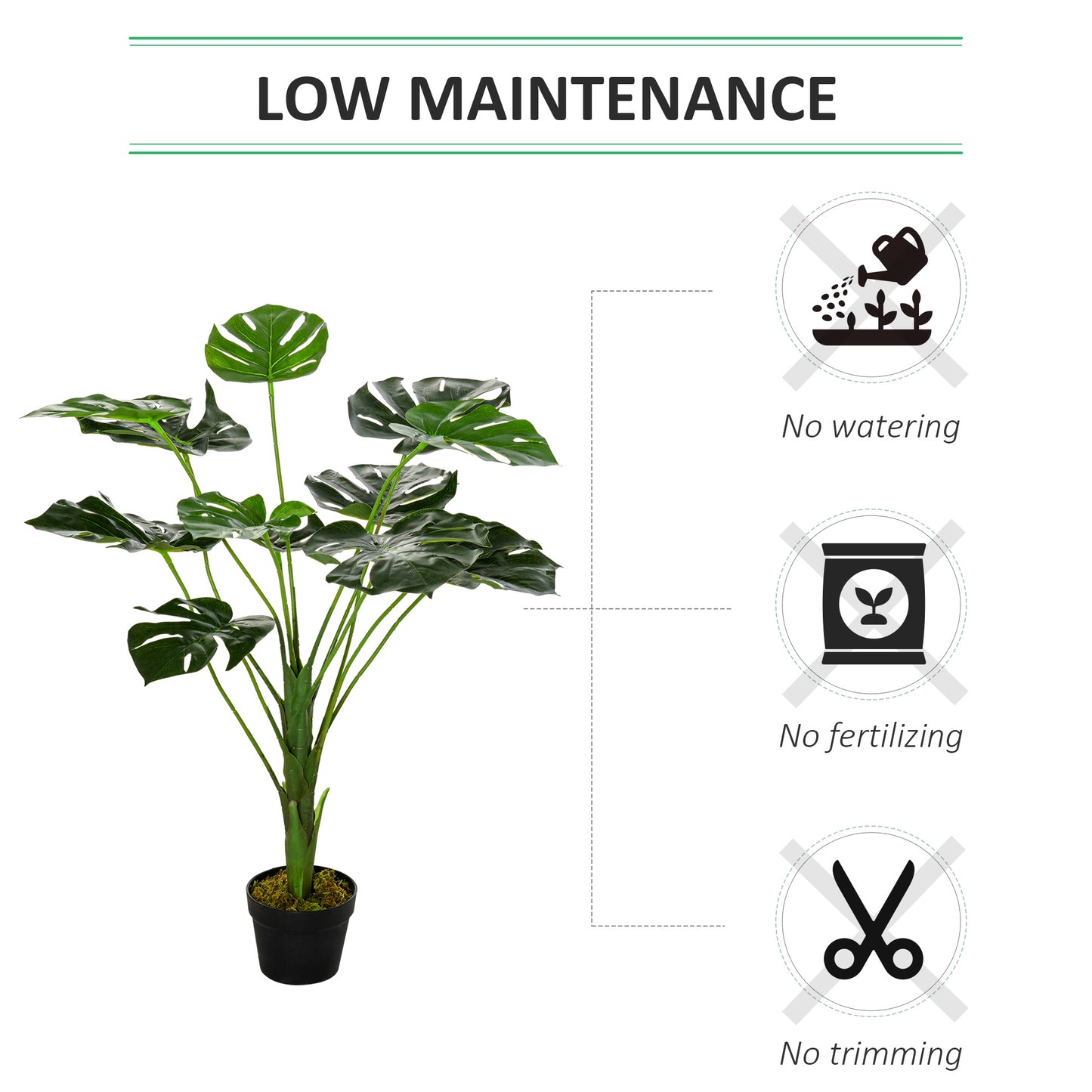 Rehala Artificial Monstera Leaf Style Plant In Pot For Indoor And Sheltered Outdoor Areas