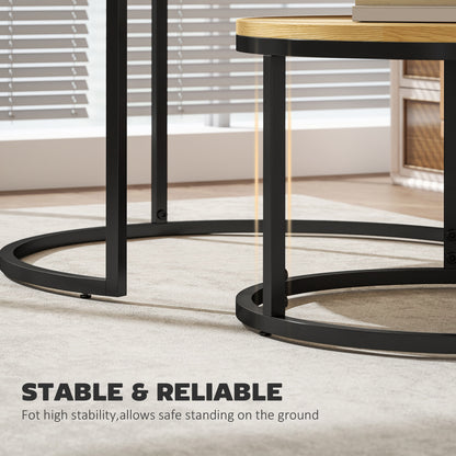 Mova Set Of 2 Light Natural Finish Wood Effect Nesting Tables