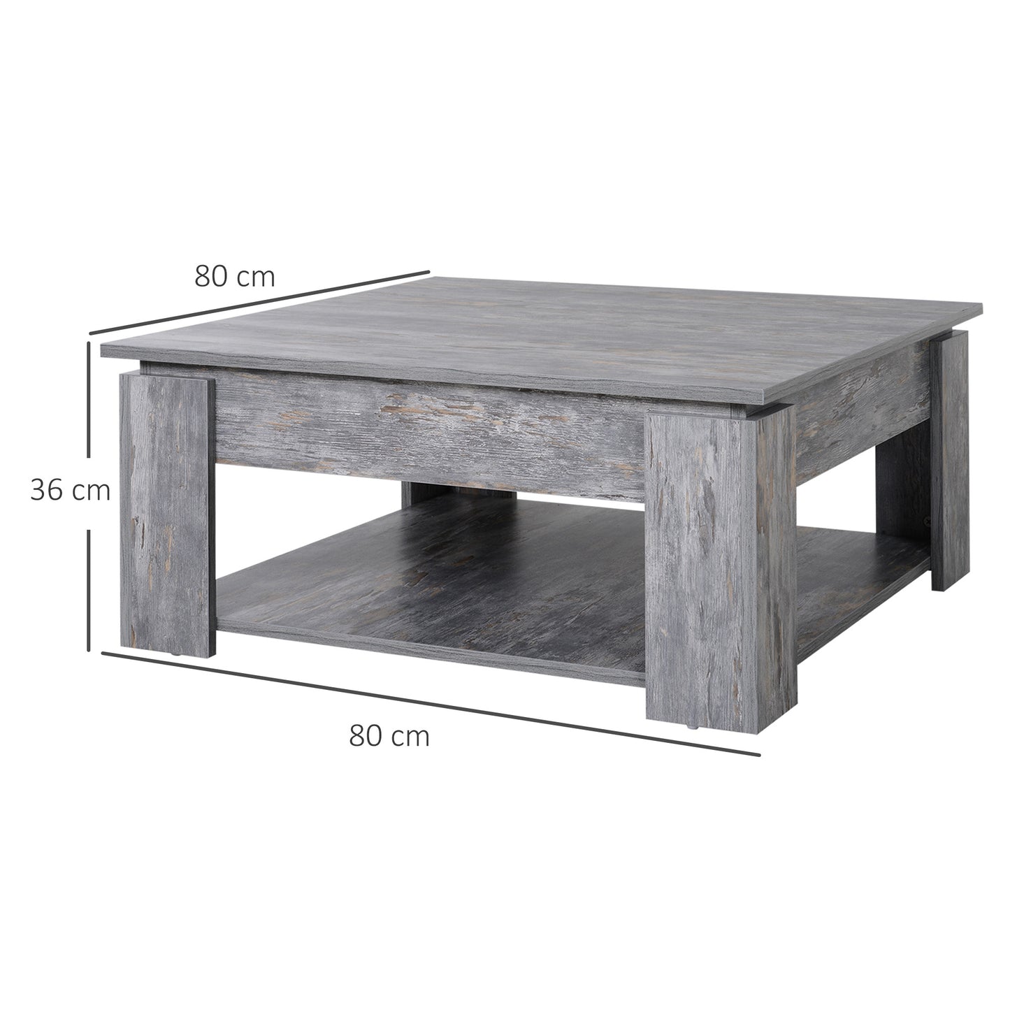 Rebane Wood Effect Grey 2 Tier Coffee Table With Lower Storage Shelf