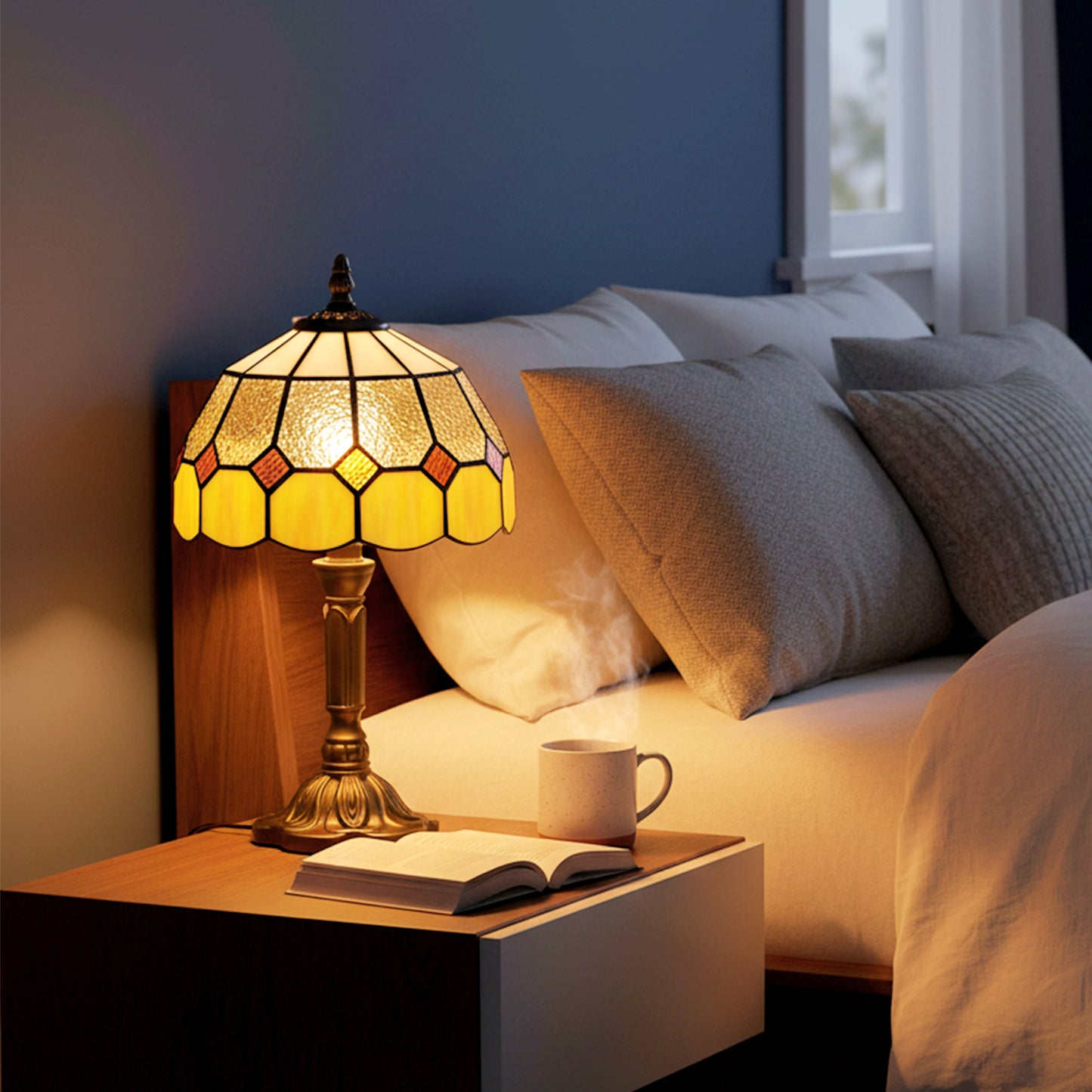 Sevini Glass And Metal Yellow and Orange Handmade Art Deco Table Lamp