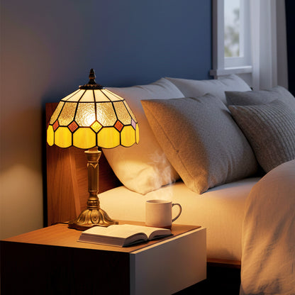 Sevini Glass And Metal Yellow and Orange Handmade Art Deco Table Lamp