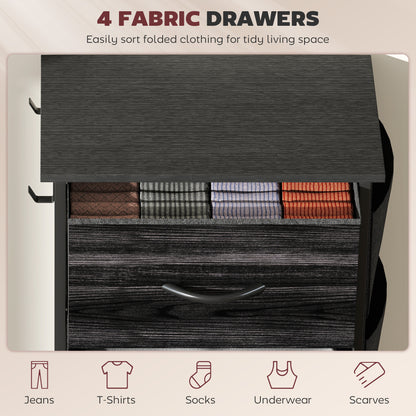 Reniva Fabric And Metal Black 4 Drawer Storage Chest