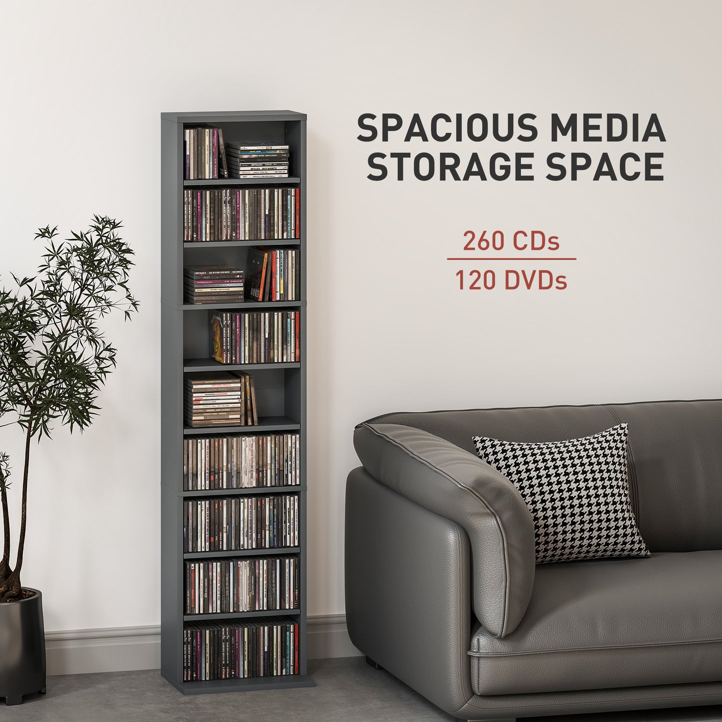 Hato Vimi Wood Grey Narrow CD Storage Unit With 260 Disc Capacity