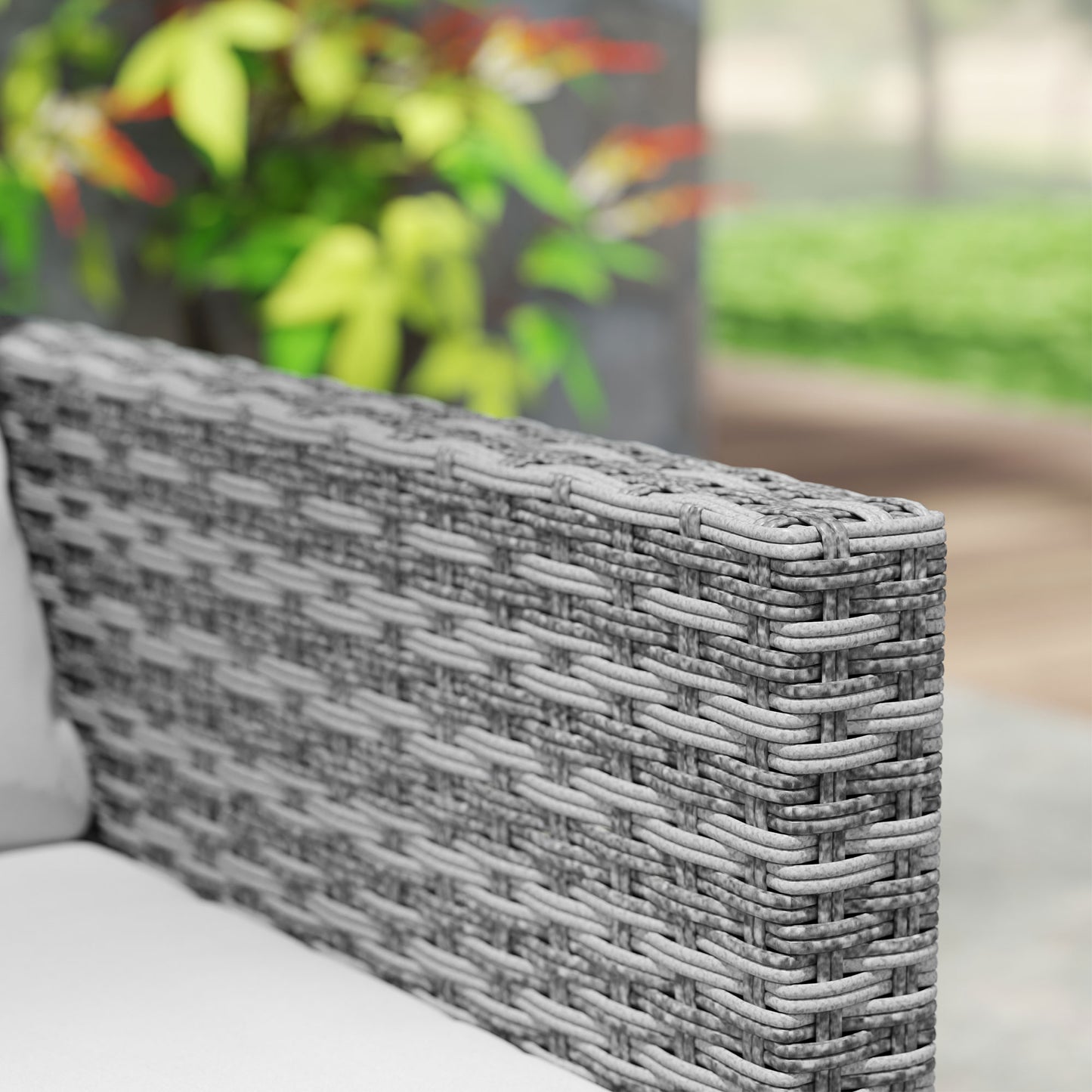 Dobaso Rattan Grey 3 Piece Bistro Set with Glass Coffee Table
