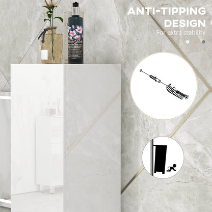 Yoco High Gloss White Freestanding Bathroom Storage Cabinet With Doors And Adjustable Shelves