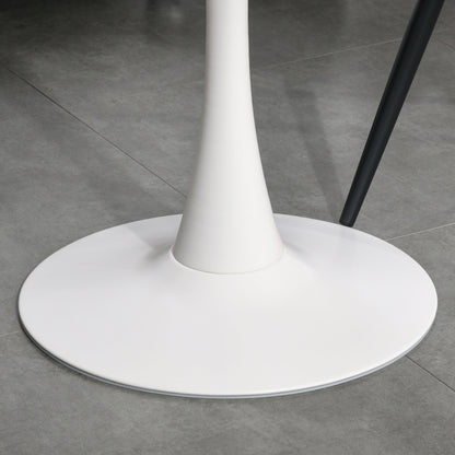 Tilara  Metal And Wooden White Round Bistro Dining Table With Steel Base