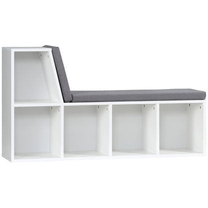 Litadi Wood White Cube Bookcase With Cushioned Seat And Storage Cabinet