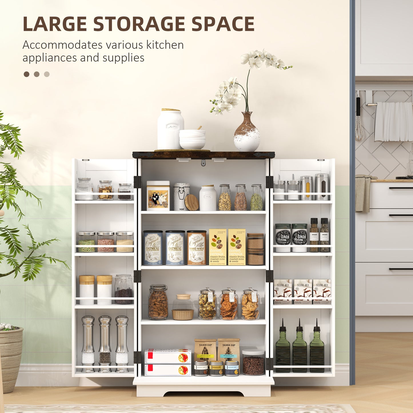 Roka Wooden White Farmhouse Style Multi Storage Cabinet