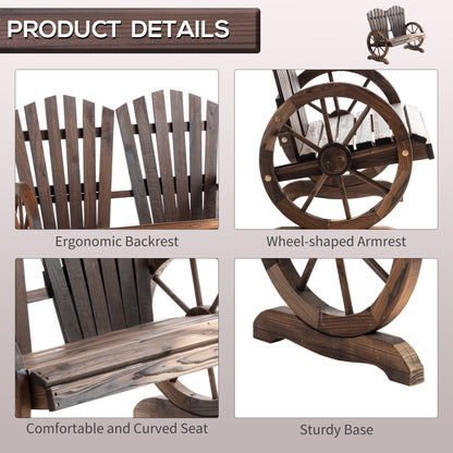 Basetti Fir Wood Slatted Natural Love Seat With Wheel Style Armrests