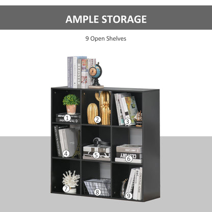 Remamo Wood Black 3 Tier 9 Cube Storage Bookcase