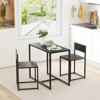 Gafetti Metal And Wood Black Compact Dining Table And Chair Set For Small Kitchens