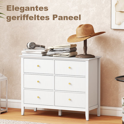 Lezi Wooden White 6 Drawer Fluted Storage Dresser