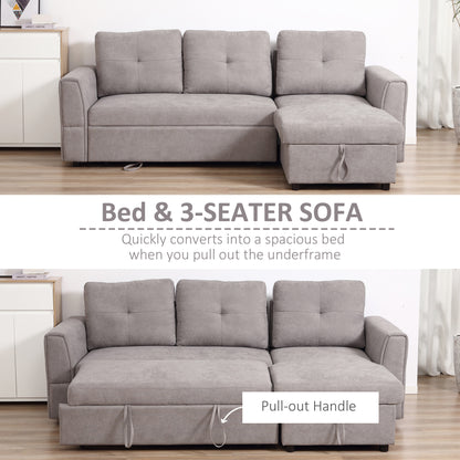 Kaba Fabric Light Grey 3 Seater Sofa Bed With Hidden Storage