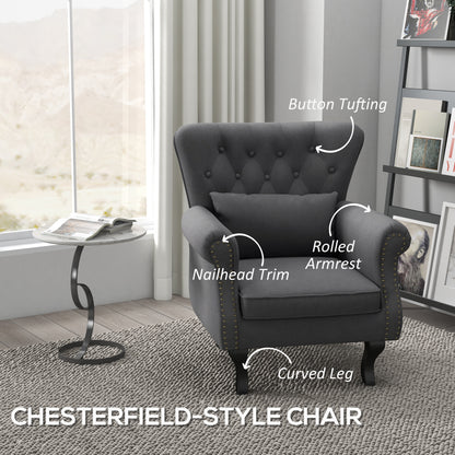Rolu Zimo Grey Chesterfield Nail Head Style Accent Chair