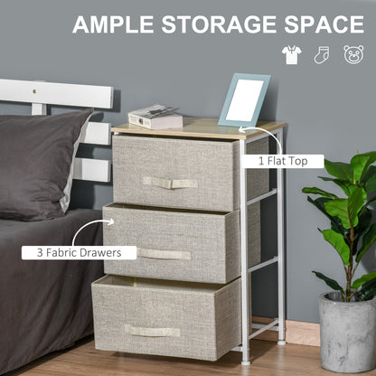 Sula White Metal and Natural Oak 3 Tier Linen Drawer Storage Unit
