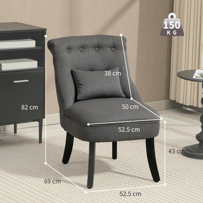 Fapa Grey Fabric Tub Accent Chair With Cushion And Solid Wood Legs