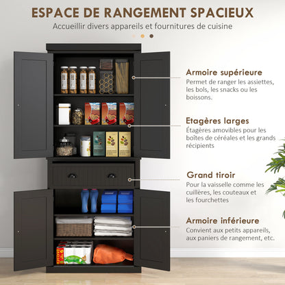 Nafino Wooden Black Freestanding Multi Storage Kitchen Cabinet