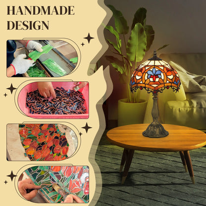 Capitti Glass And Metal Multicoloured Stained Glass Table Lamp With Zinc Alloy Base