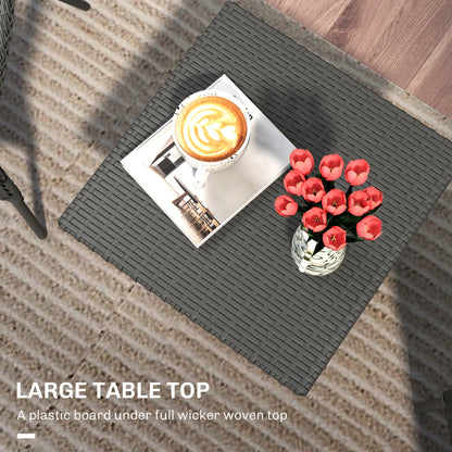 Nari Grey Rattan Outdoor Side Table With Woven Top