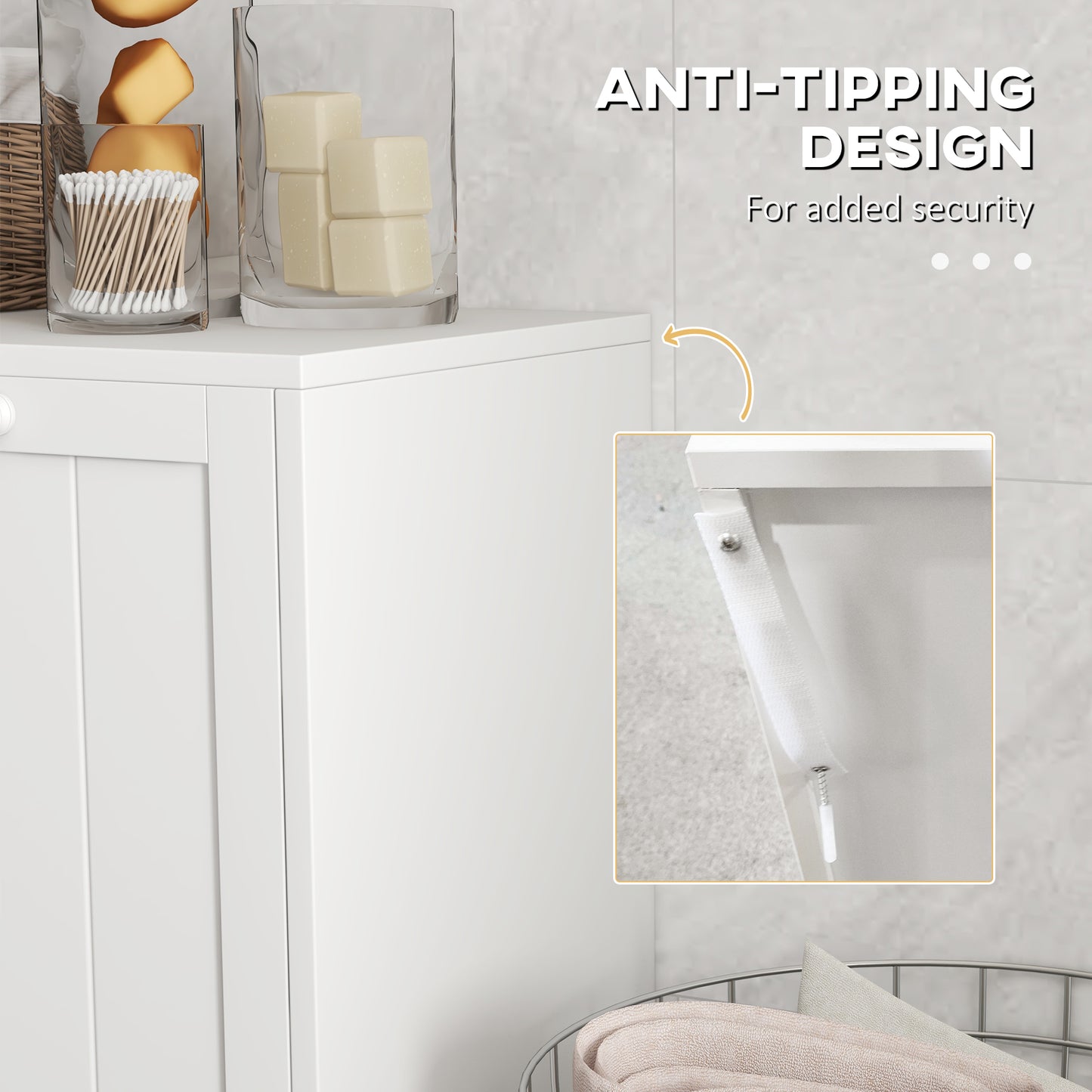Nema White Double HamFauxr Laundry Storage Cabinet