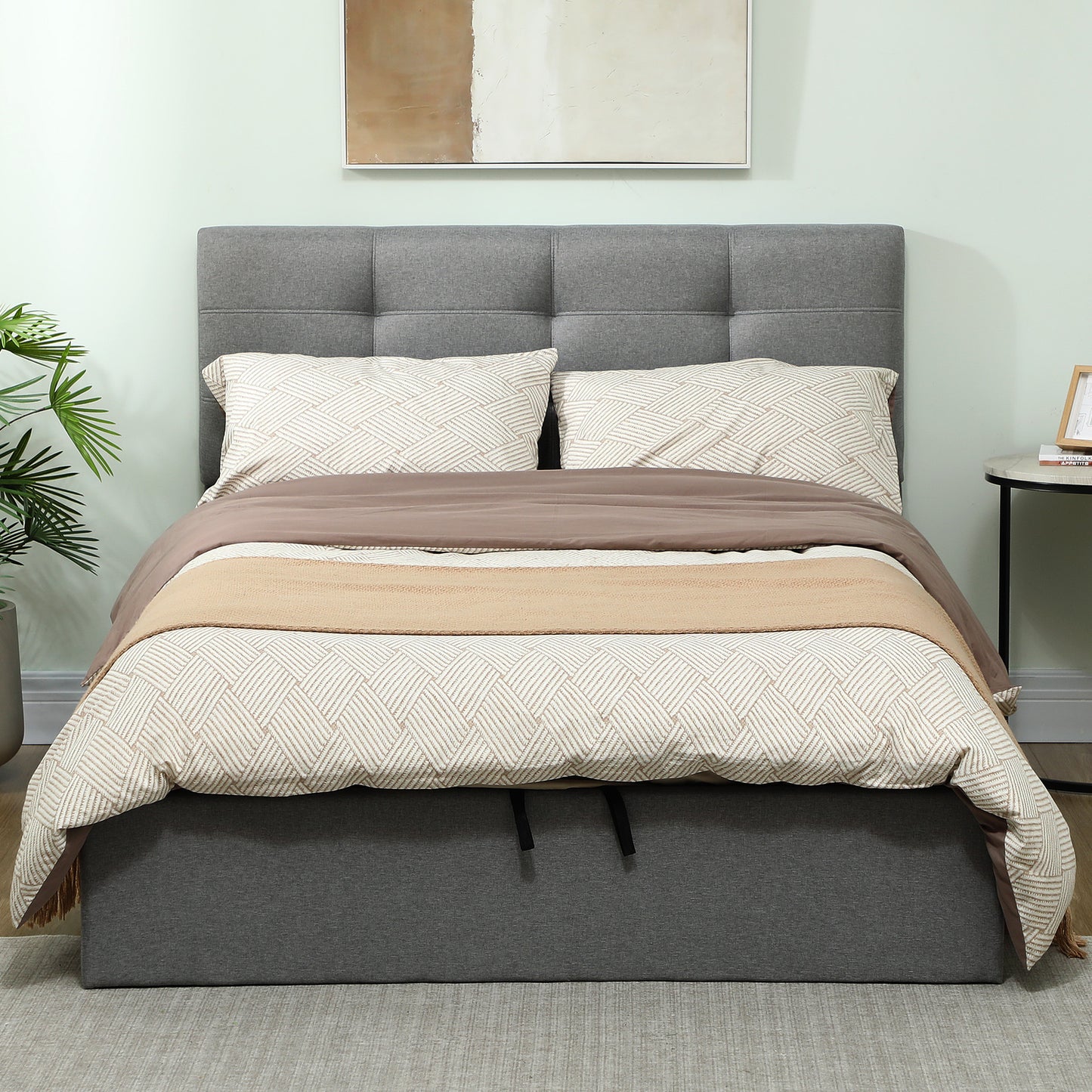 Sutto 4FT6 Double Ottoman Bed with Gas Lift Storage Grey