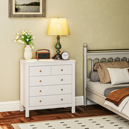 Vedise Wooden White Elegant 5 Drawer Chest Of Drawers