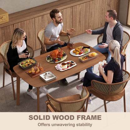 Dofi Fali Solid Wood Light Brown Rectangular Dining Table
