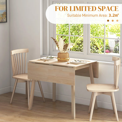 Nolilu Solid Wood Natural Folding Drop Leaf Dining Table Seating 2 To 4