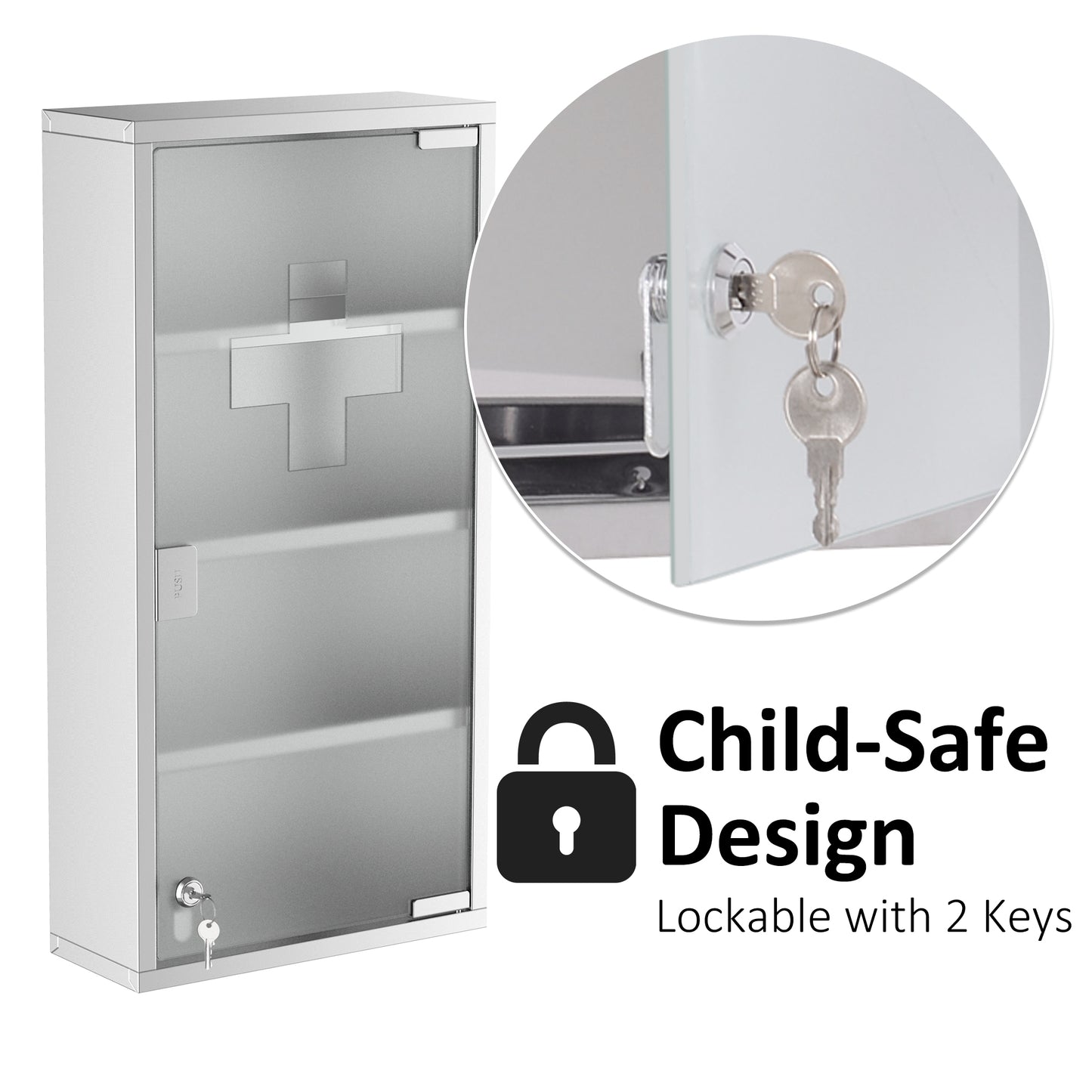 Ranico Hama Wall Mounted Stainless Steel Bathroom Medicine Cabinet With Glass Door And Shelves